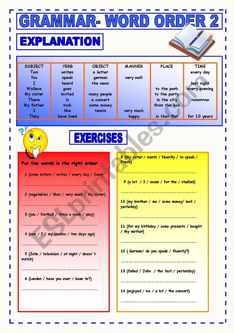 Grammar: Word Order 2 worksheet