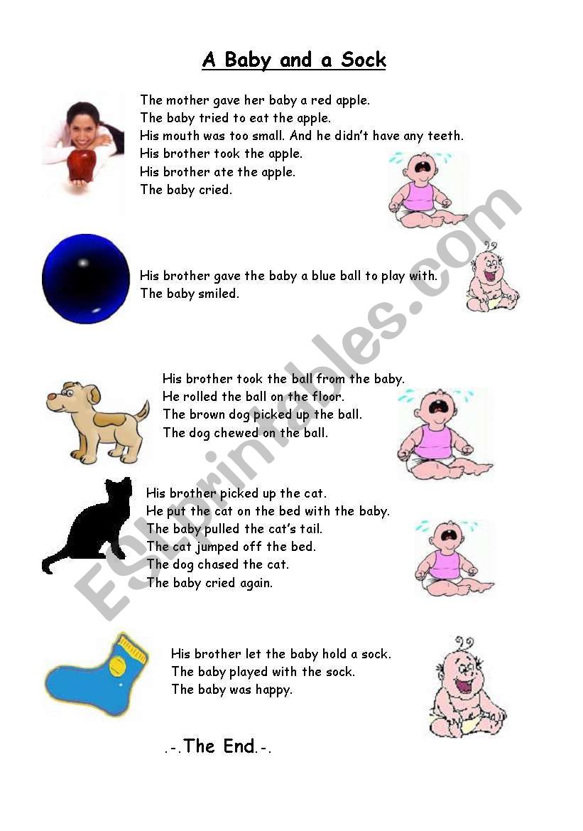 A Baby and a Sock worksheet