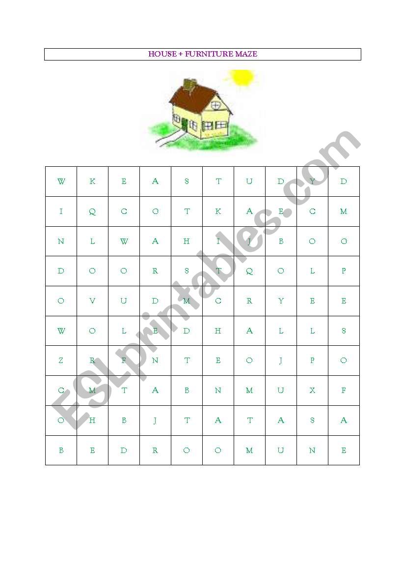 House & Furniture Maze worksheet