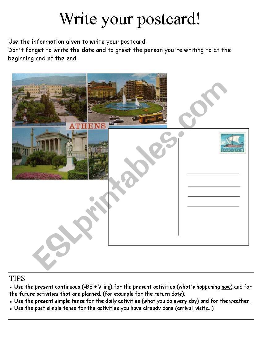 postcard part 3 worksheet