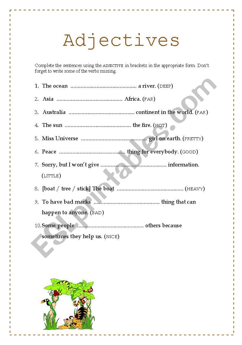 Adjectives worksheet