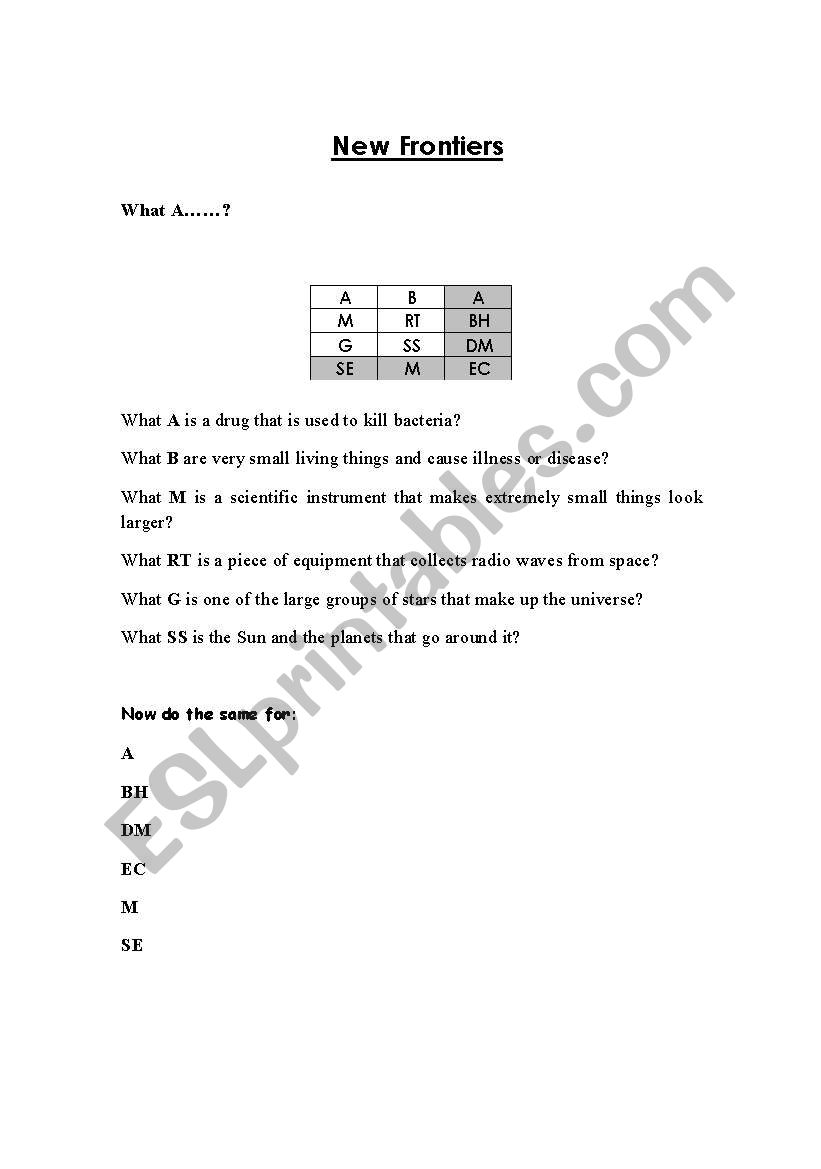 What A.....? worksheet