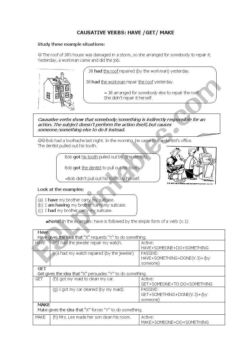 causative verbs worksheet