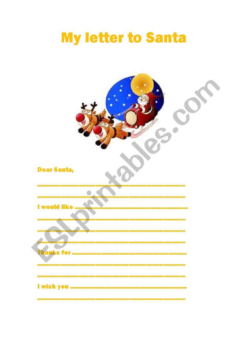 My letter to Santa worksheet