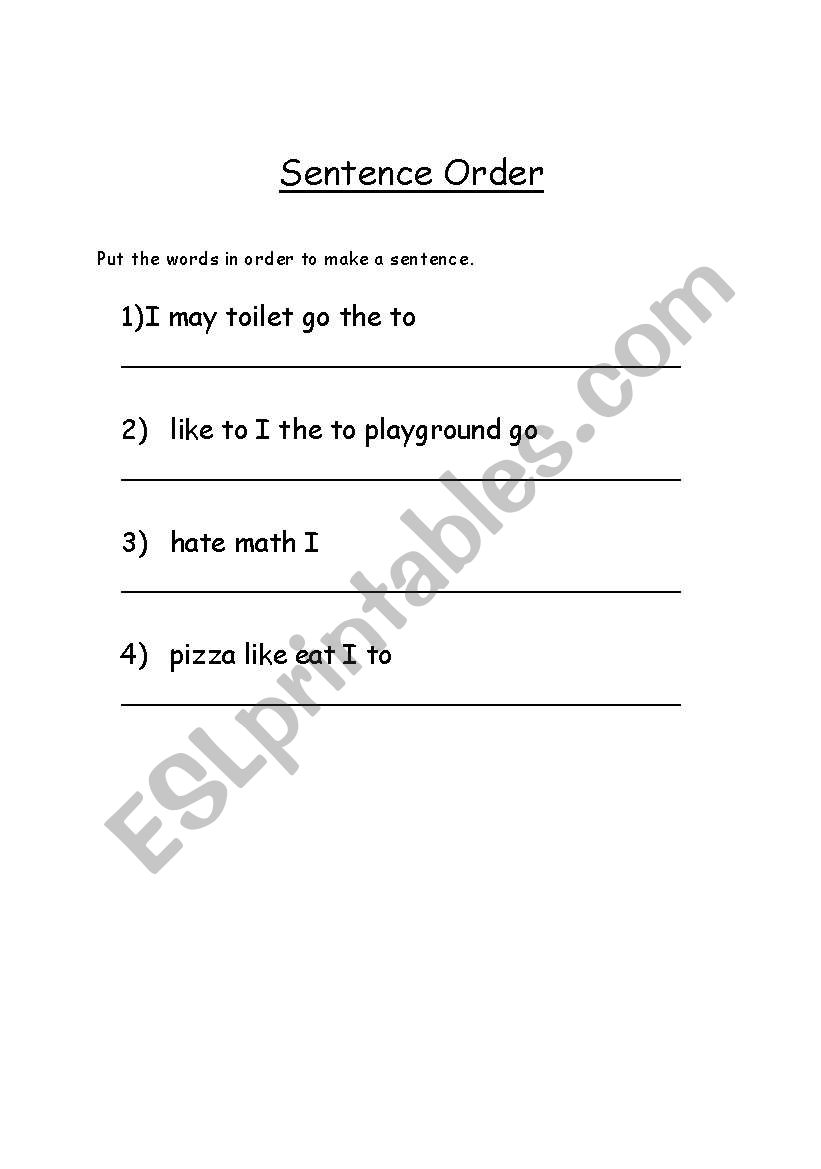 Sentences worksheet