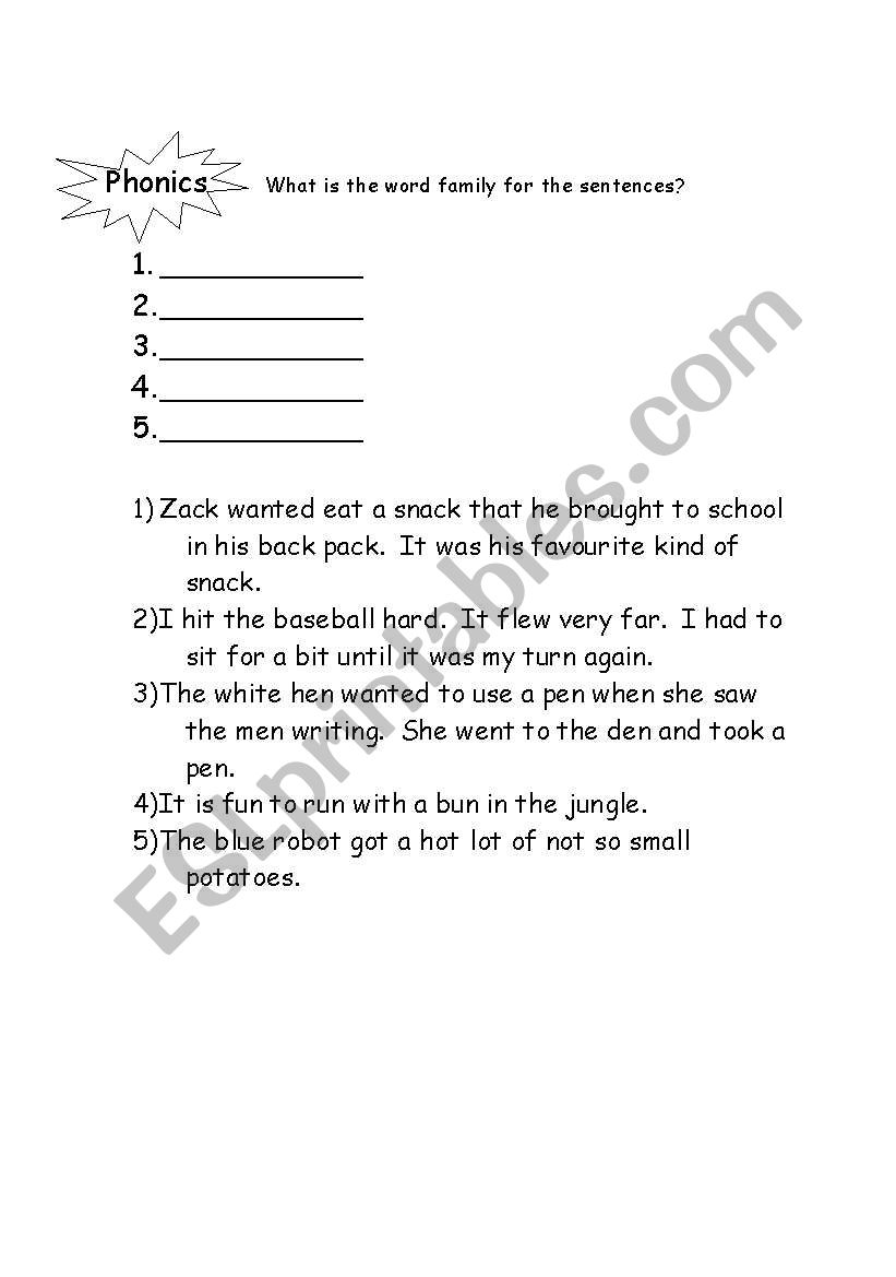 What is the word family? worksheet