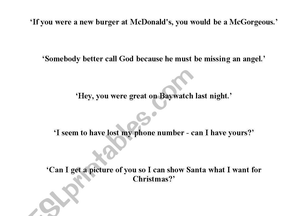 Chat-up lines worksheet