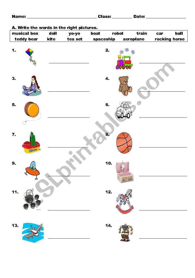 Toys worksheet