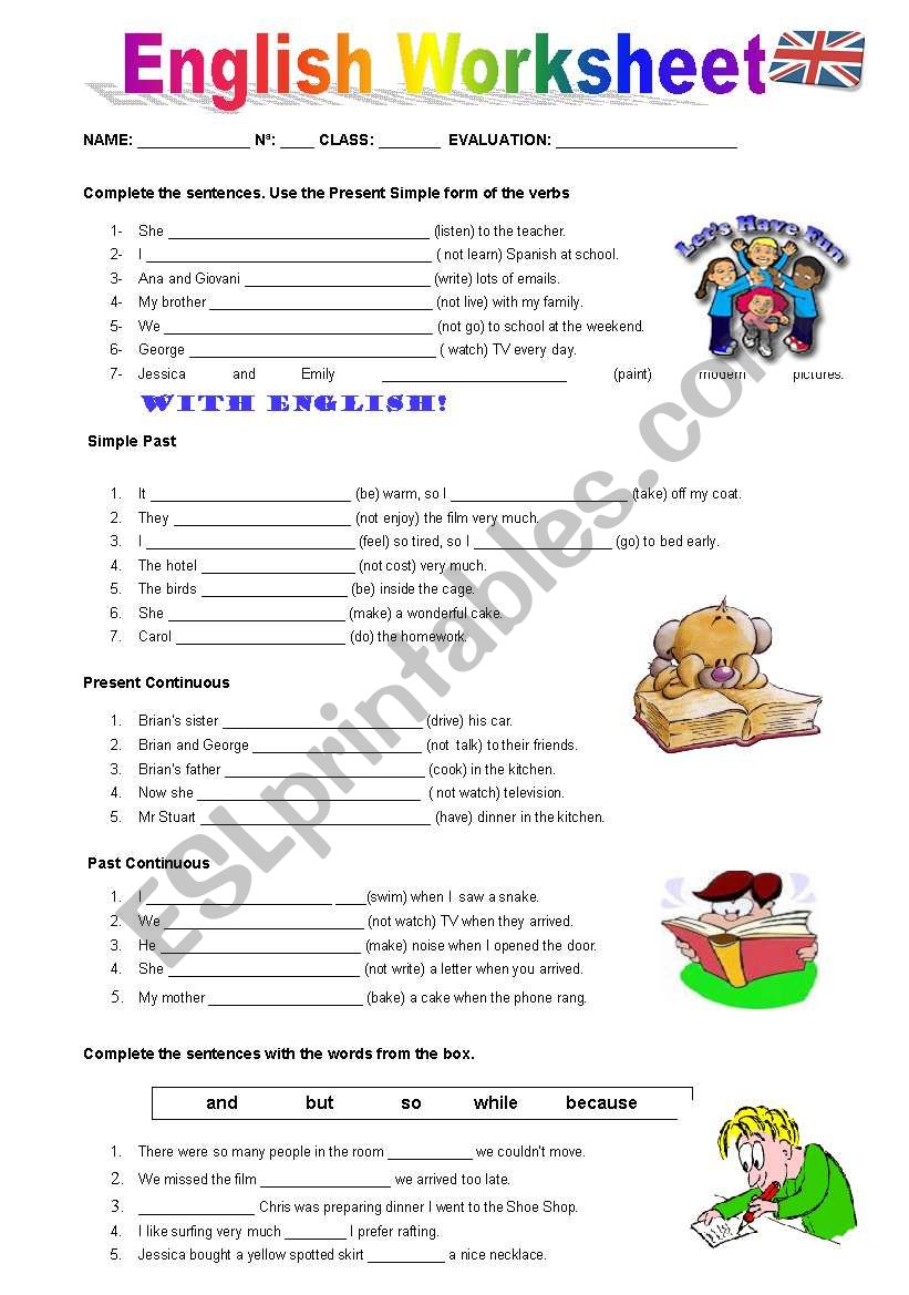 Tenses Revisions worksheet