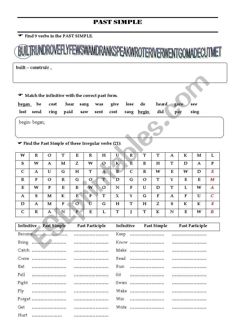 Past Simple- Irregular Verbs worksheet