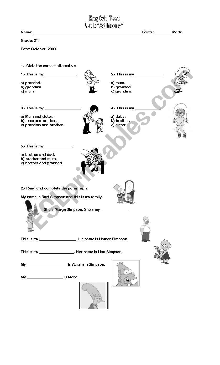 TEST FAMILY AND PARTS OF A HOUSE