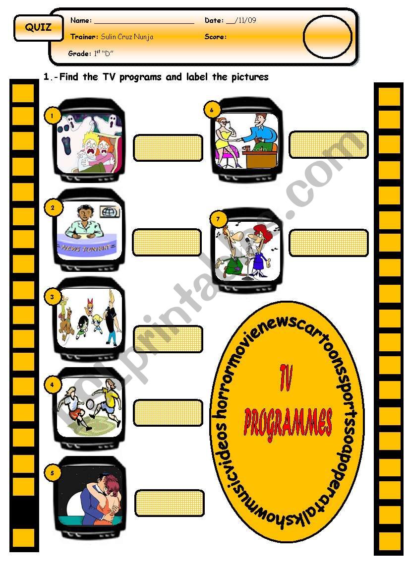 tv programs worksheet