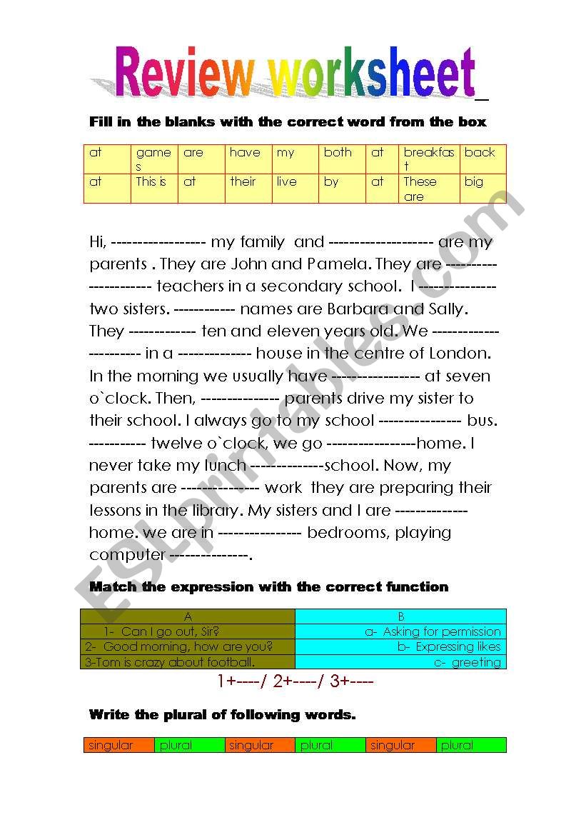 review worksheet