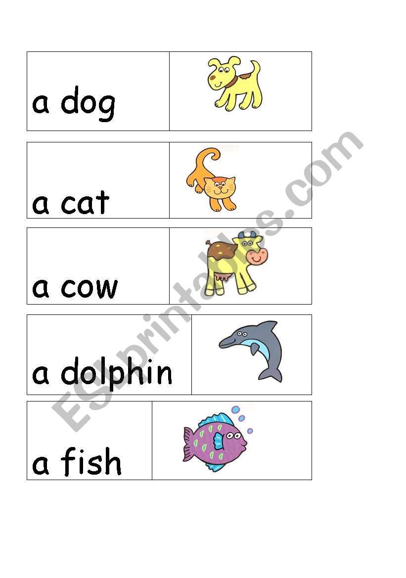 animal domino  worksheet