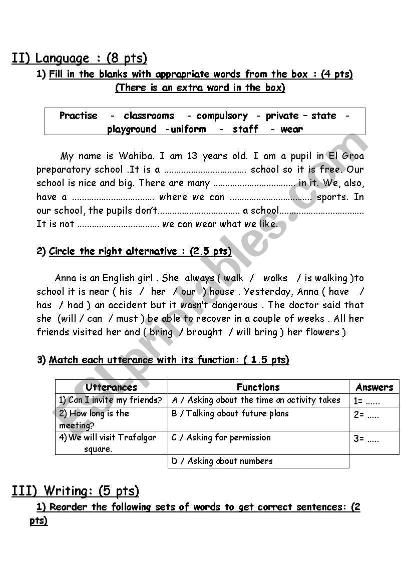 languge tasks  worksheet