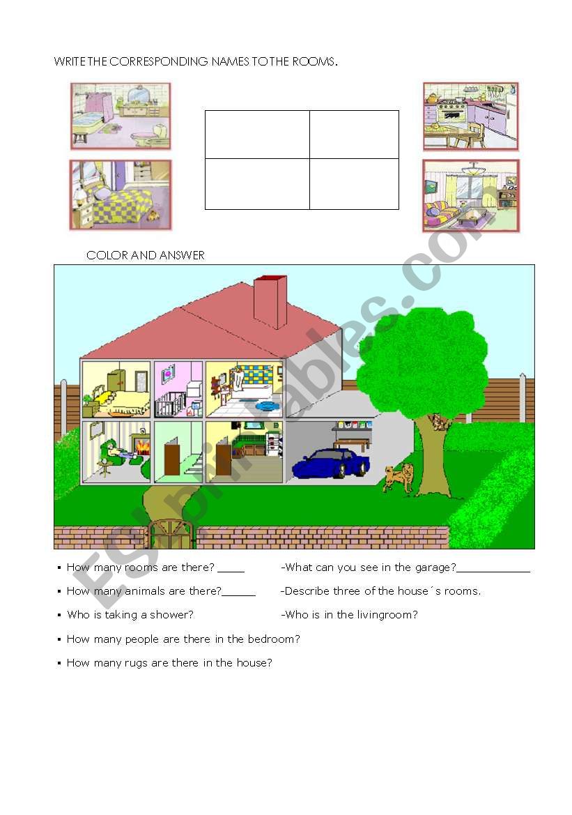 parts in the house worksheet