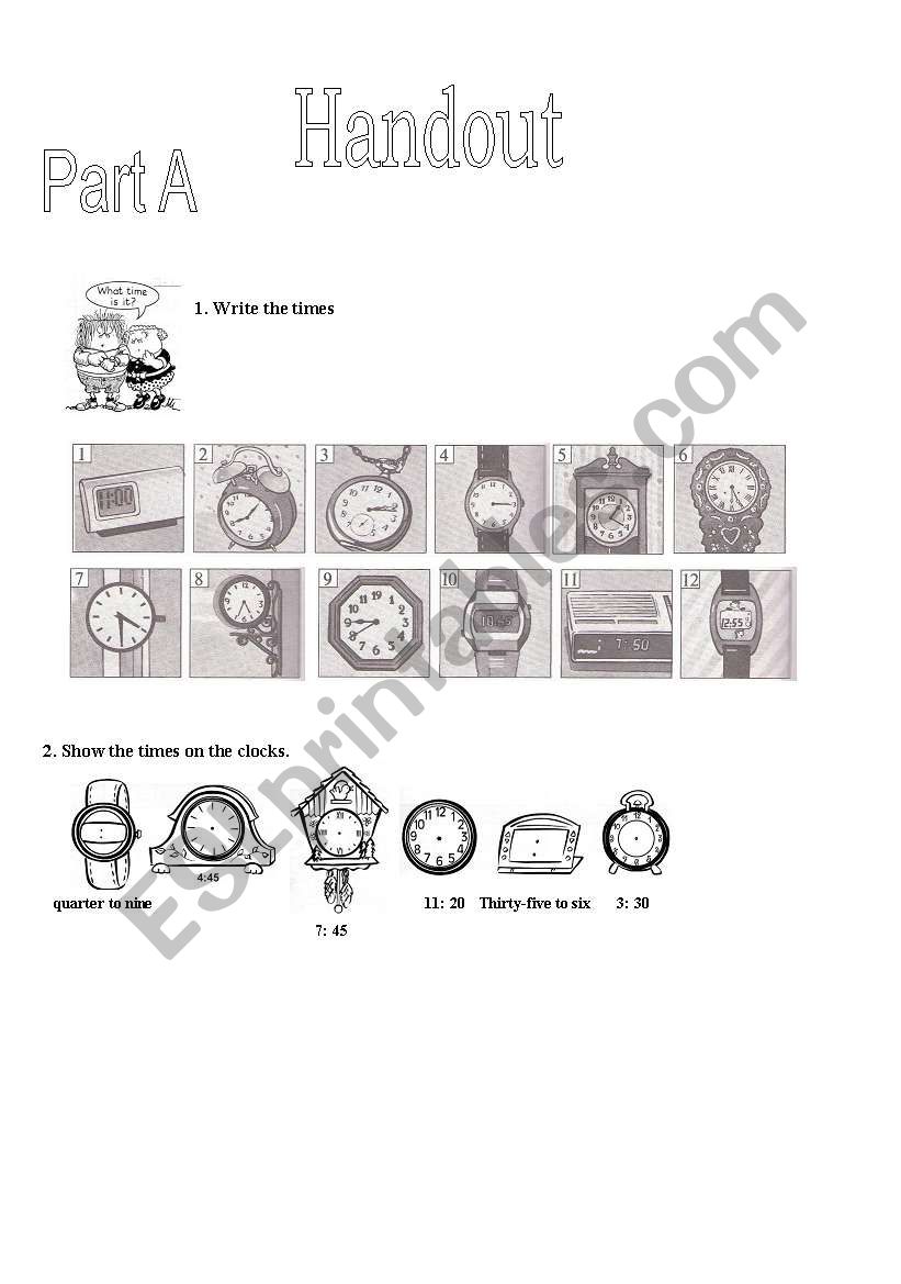 The time (part A) worksheet