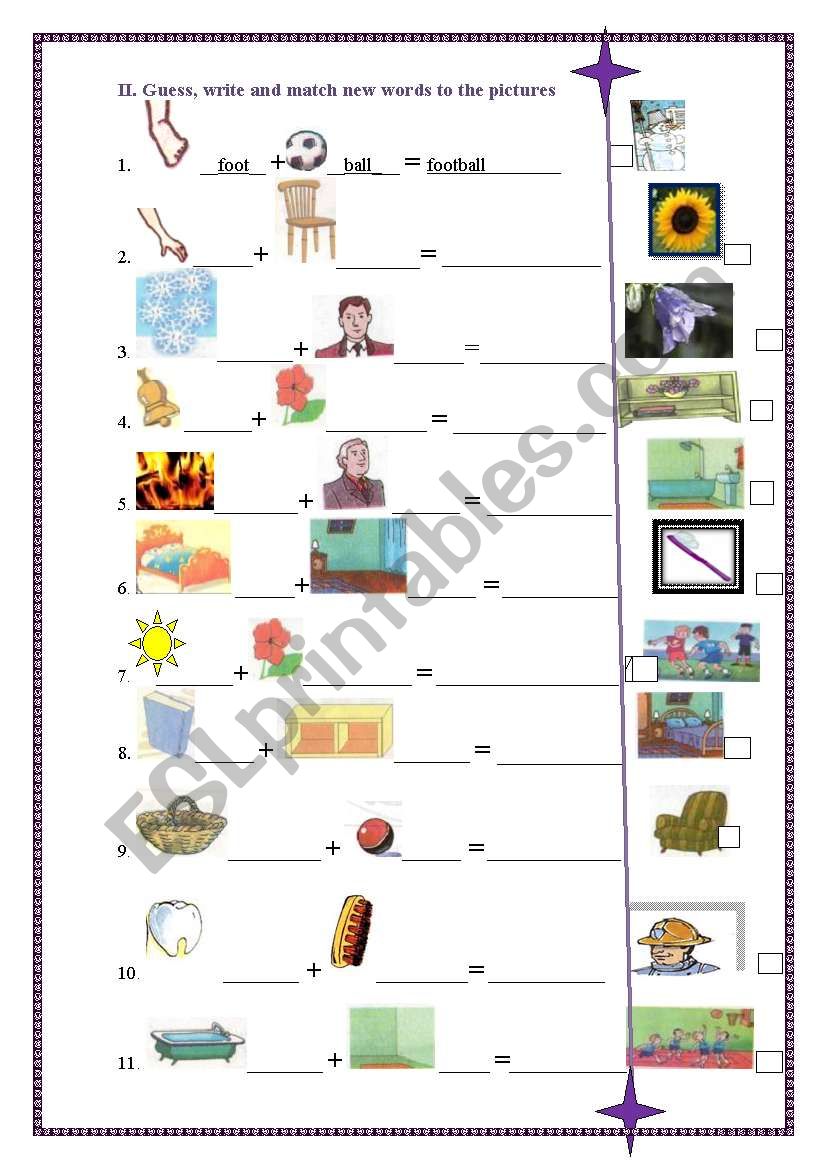 compound nouns part II worksheet