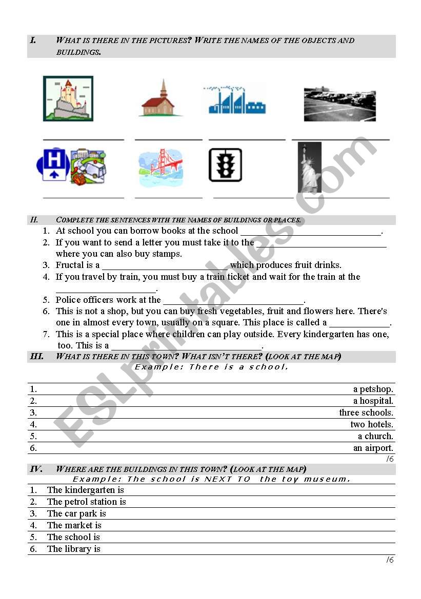 In Town worksheet