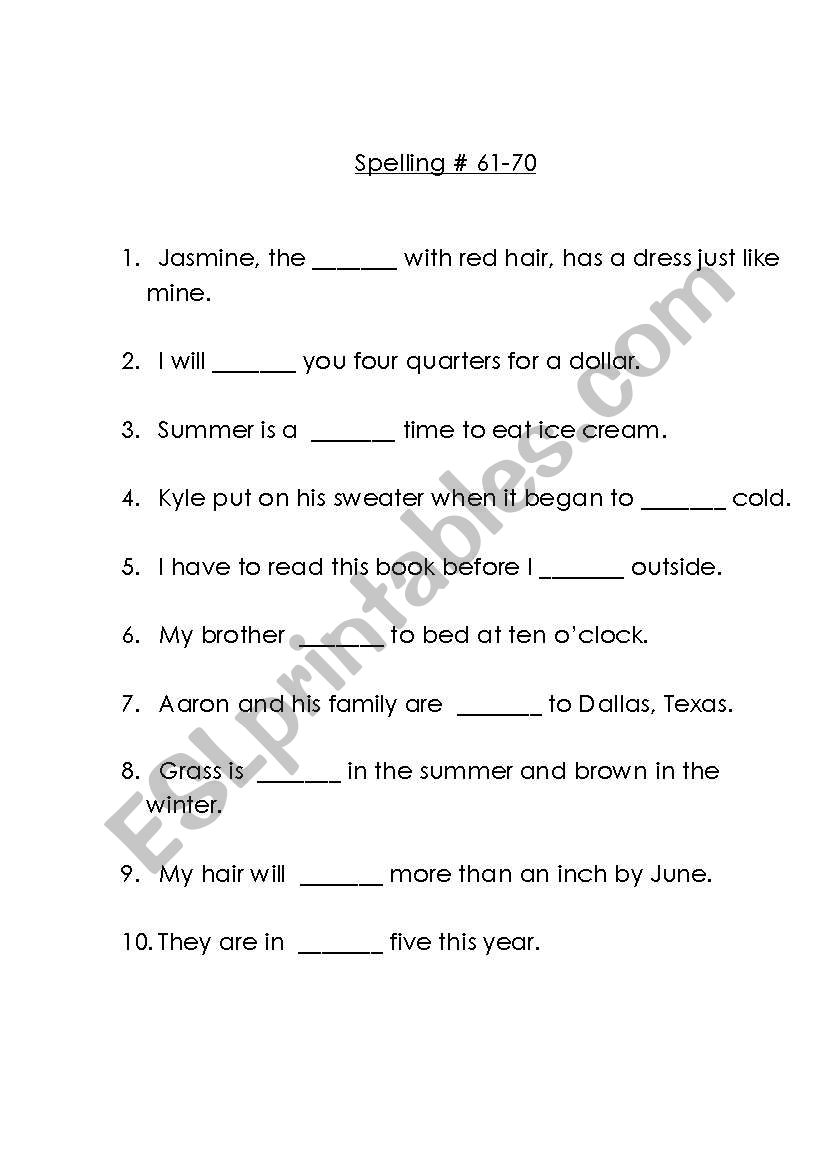 Spelling  worksheet