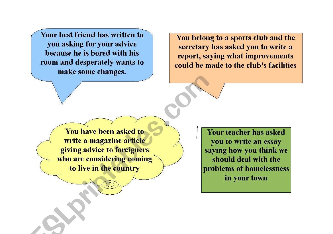 Writing activity worksheet