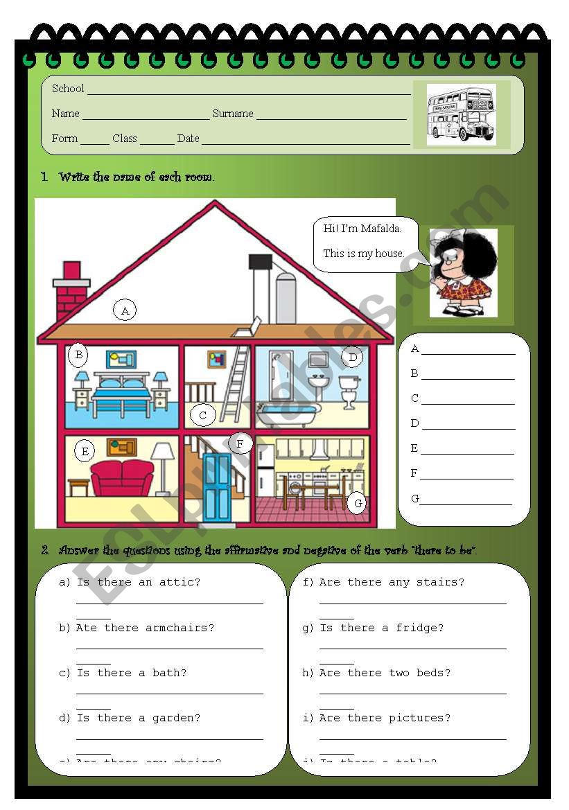 House and Furniture worksheet