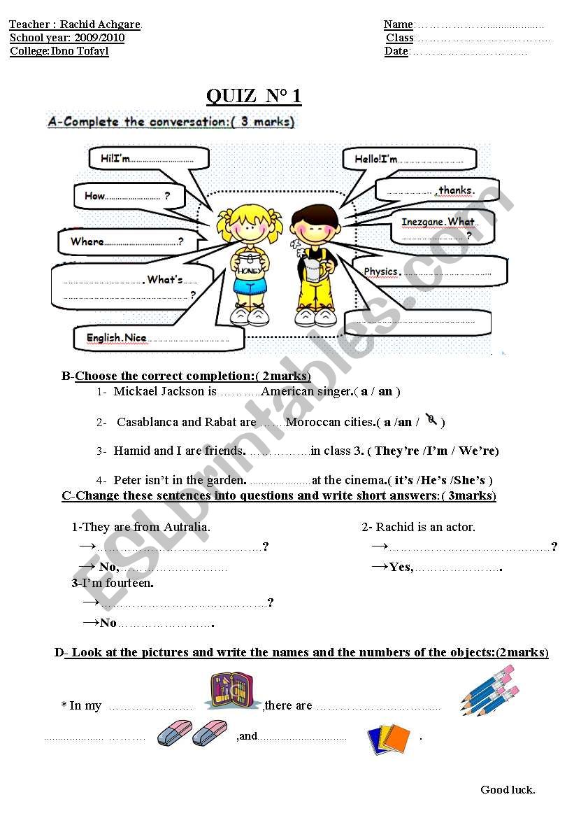 quiz worksheet