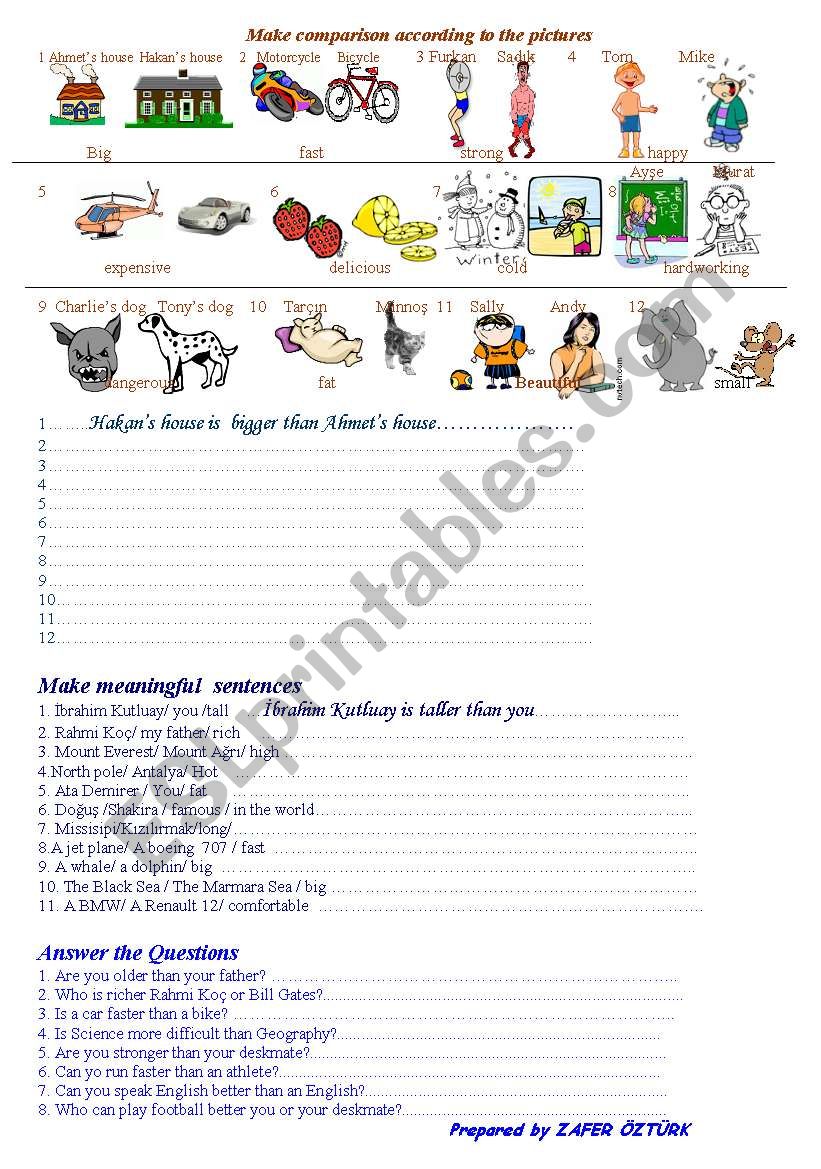 comparatives worksheet