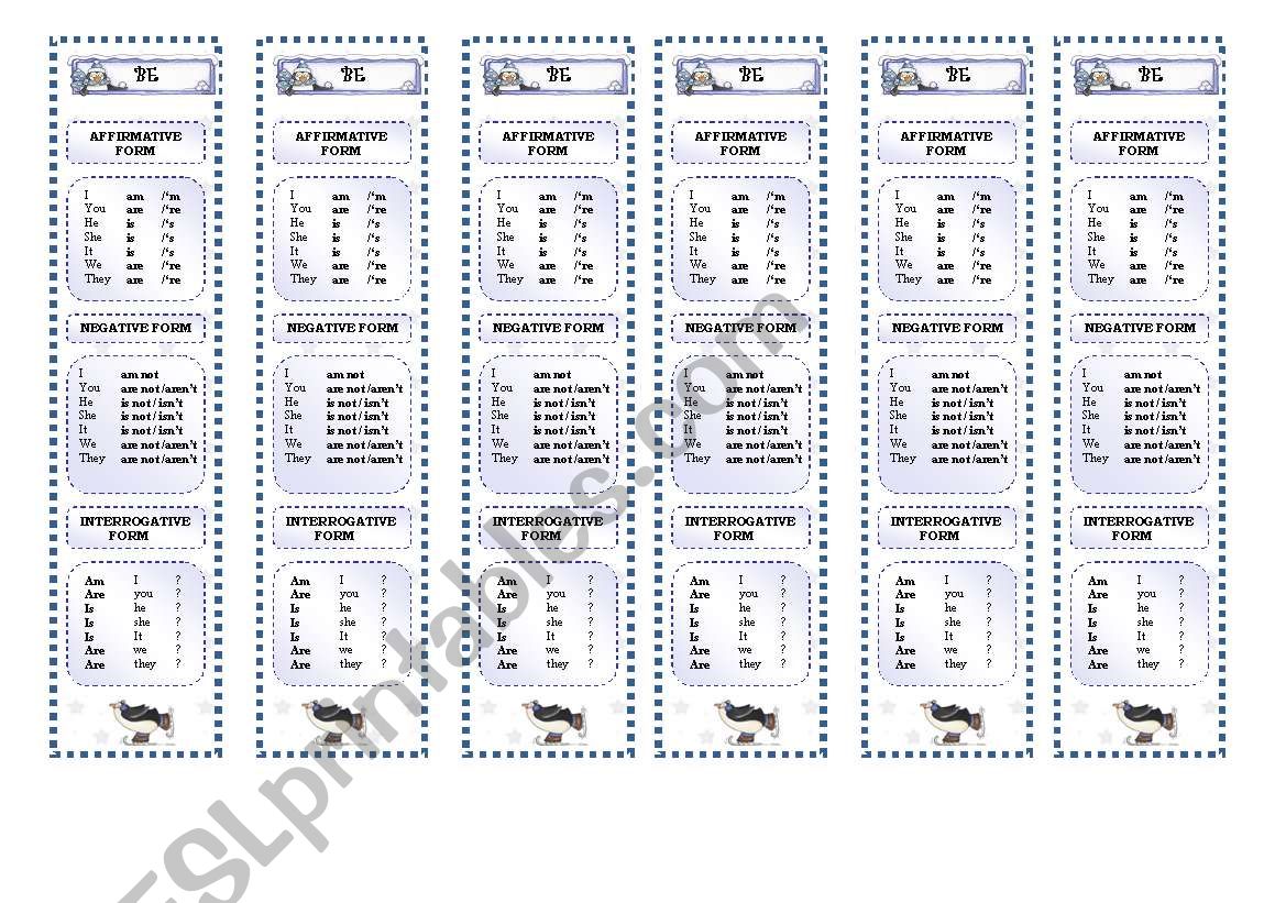 BE BOOKMARKS worksheet