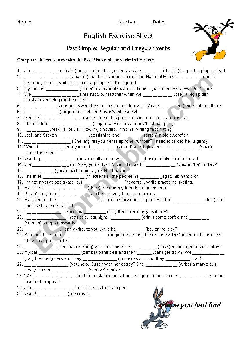 Past Simple: Regular and Irregular verbs