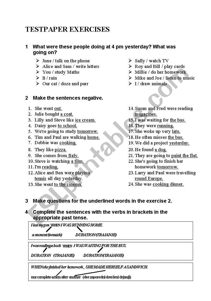 Past simple&continuos worksheet