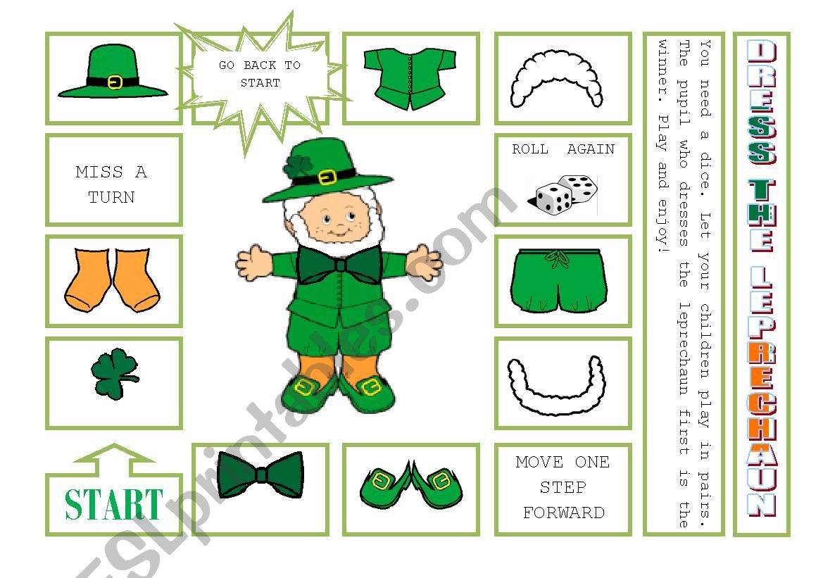 DRESS THE LEPRECHAUN worksheet