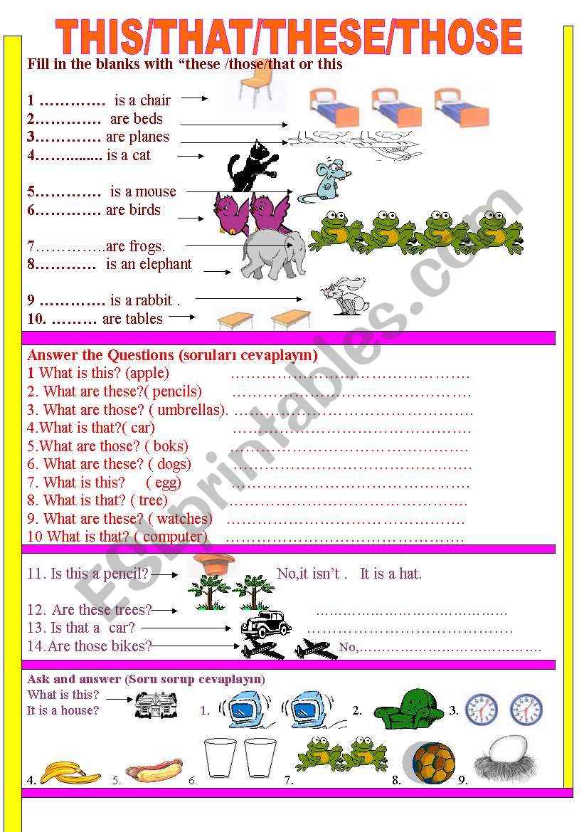 this/that/these/those worksheet