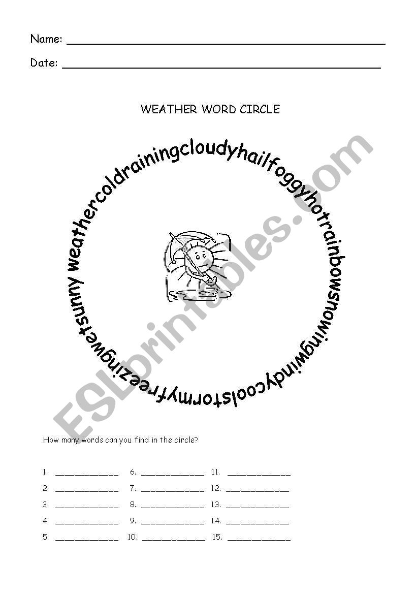 weather worksheet