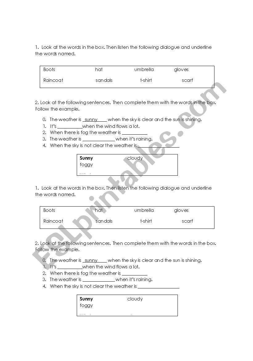 wheather activities worksheet