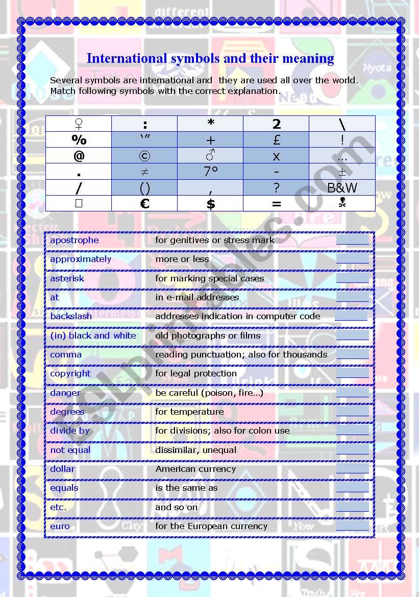 International symbols (2 pages)