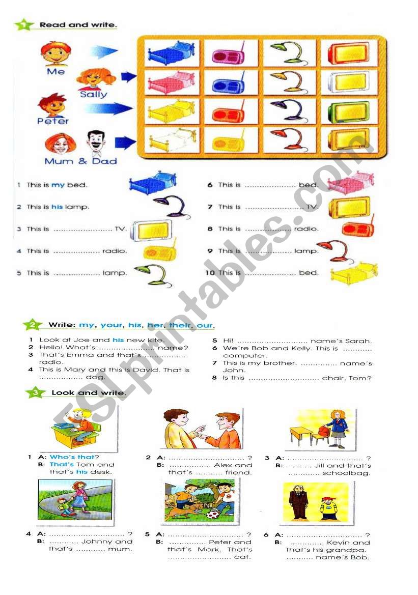 possessive adjectives - exercises