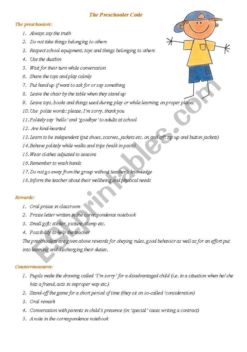 Preeschooler Code worksheet