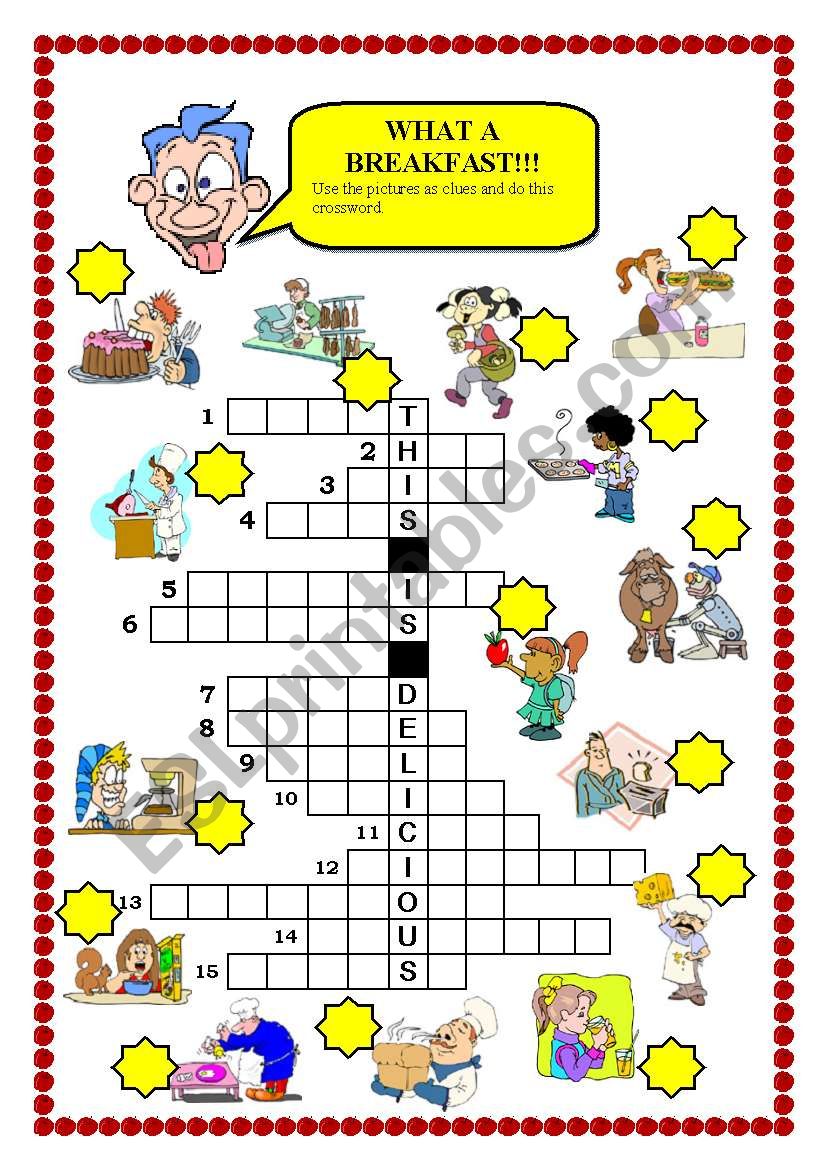 Breakfast crossword worksheet