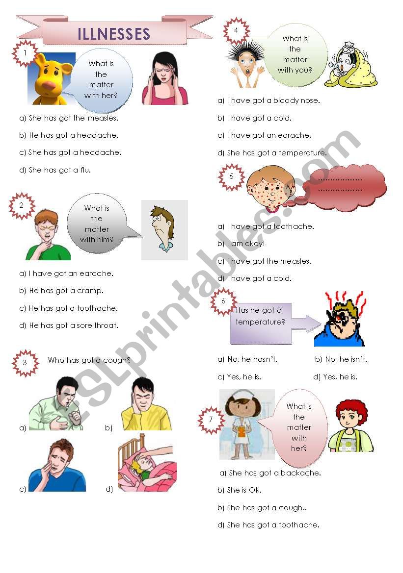 illnesses worksheet