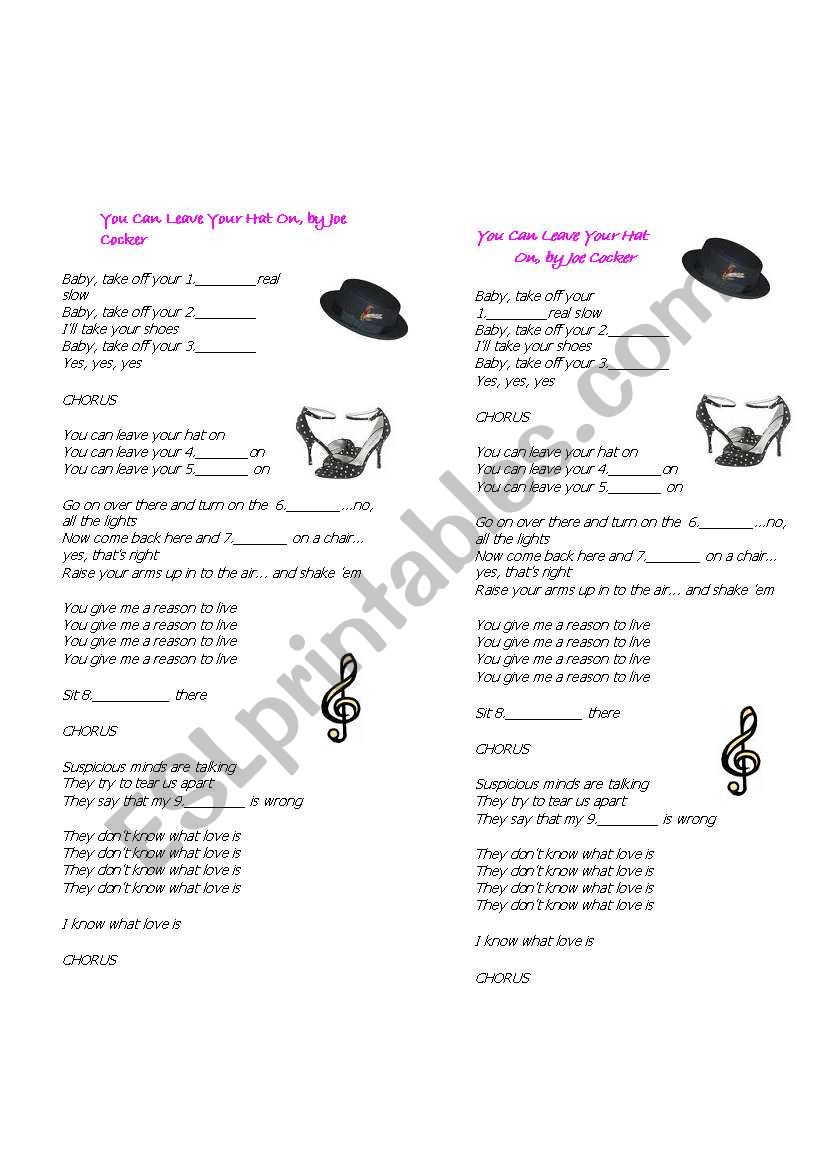 You can leave you hat on! worksheet