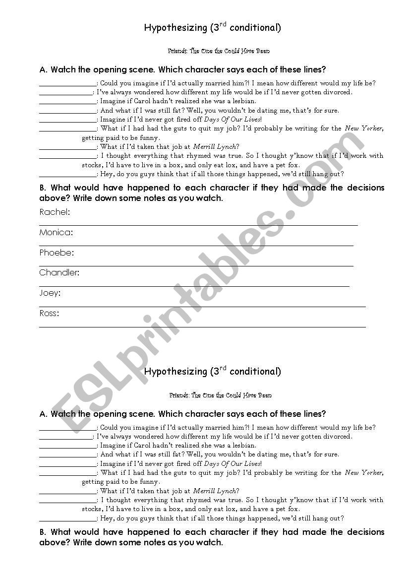 The one that could have been worksheet