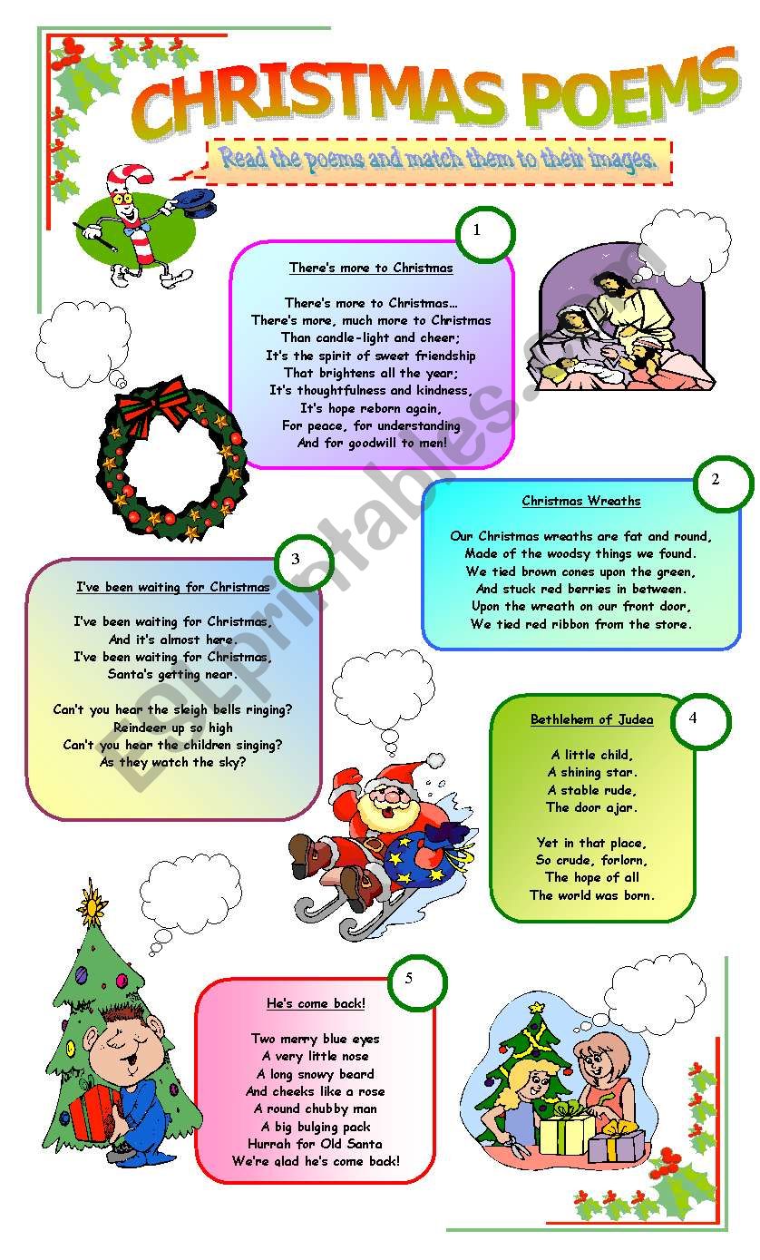 CHRISTMAS POEMS worksheet