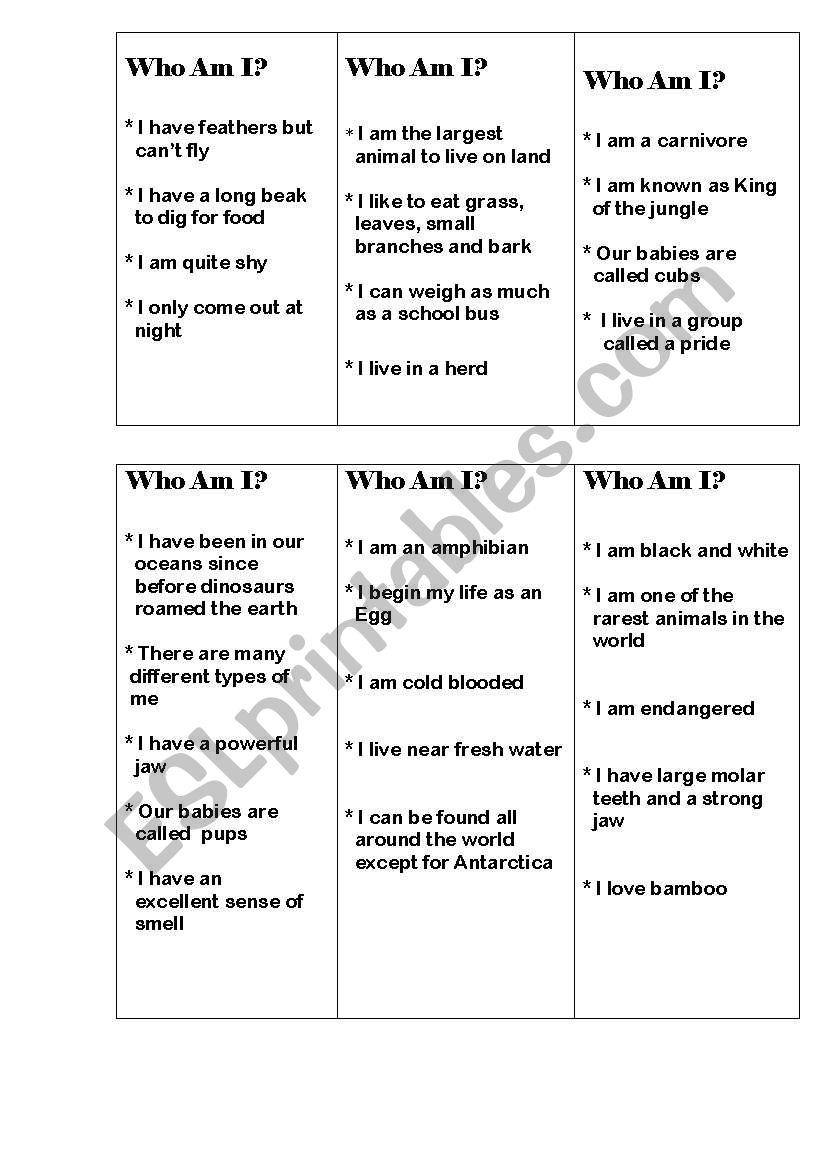 Inference Cards worksheet