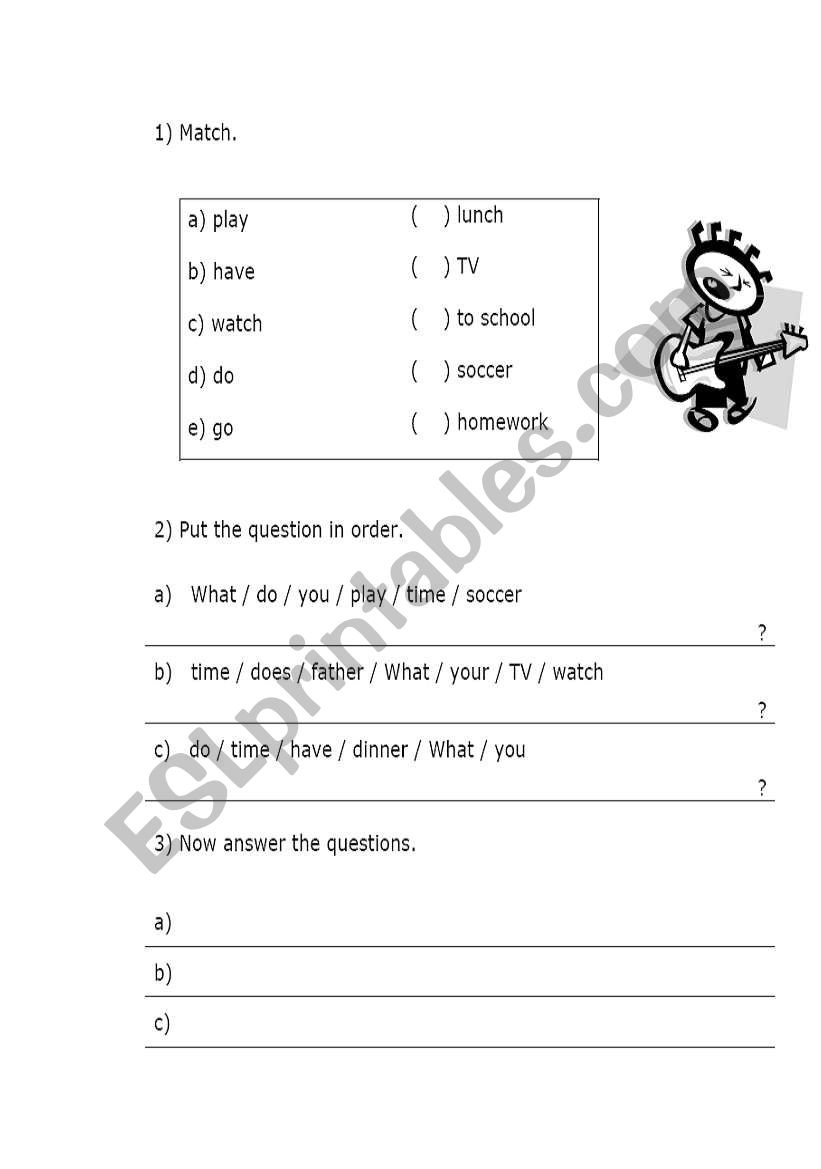 Daily routine worksheet