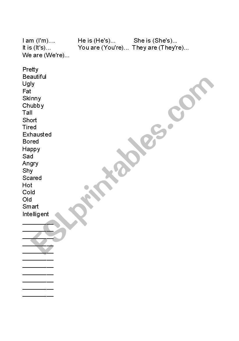 Adjectives worksheet