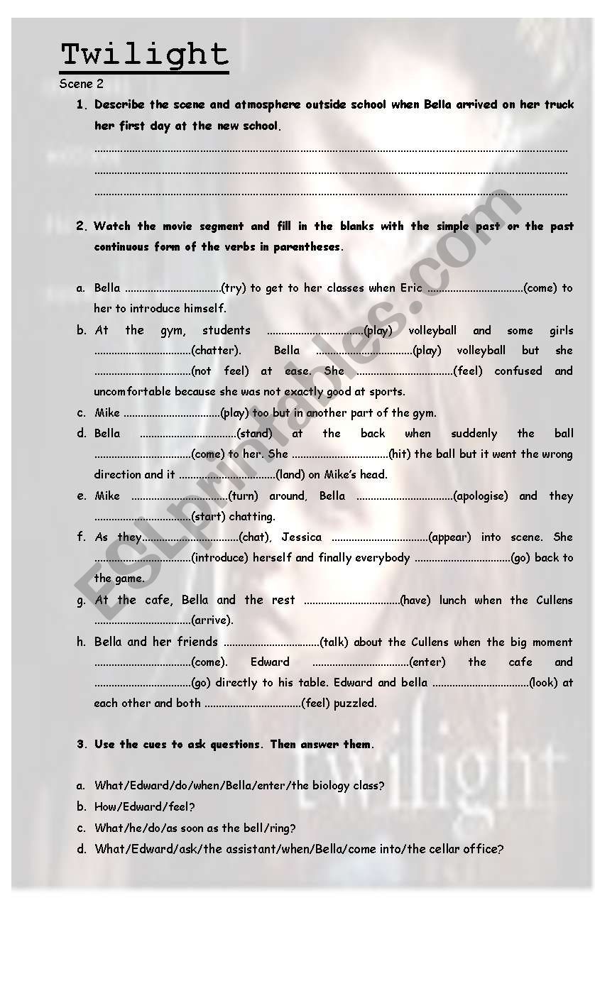 Twilight worksheet