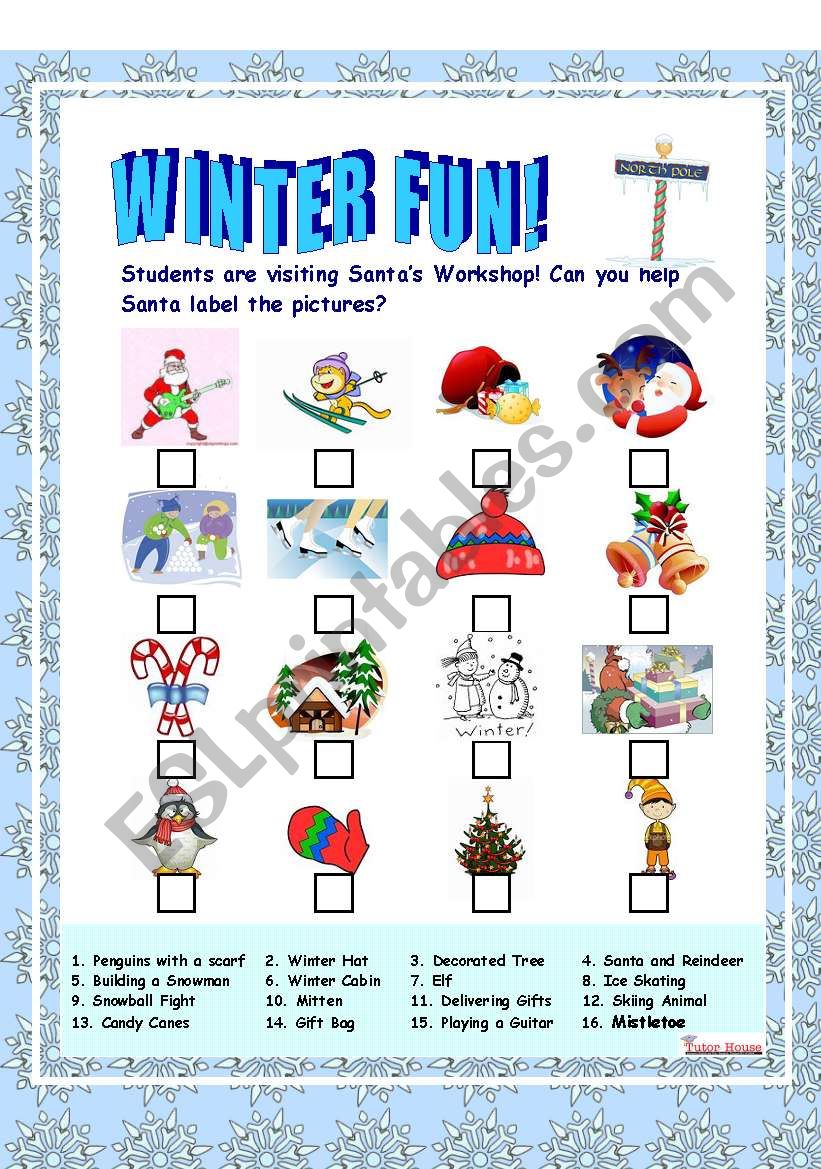 Winter Fun Worksheet worksheet
