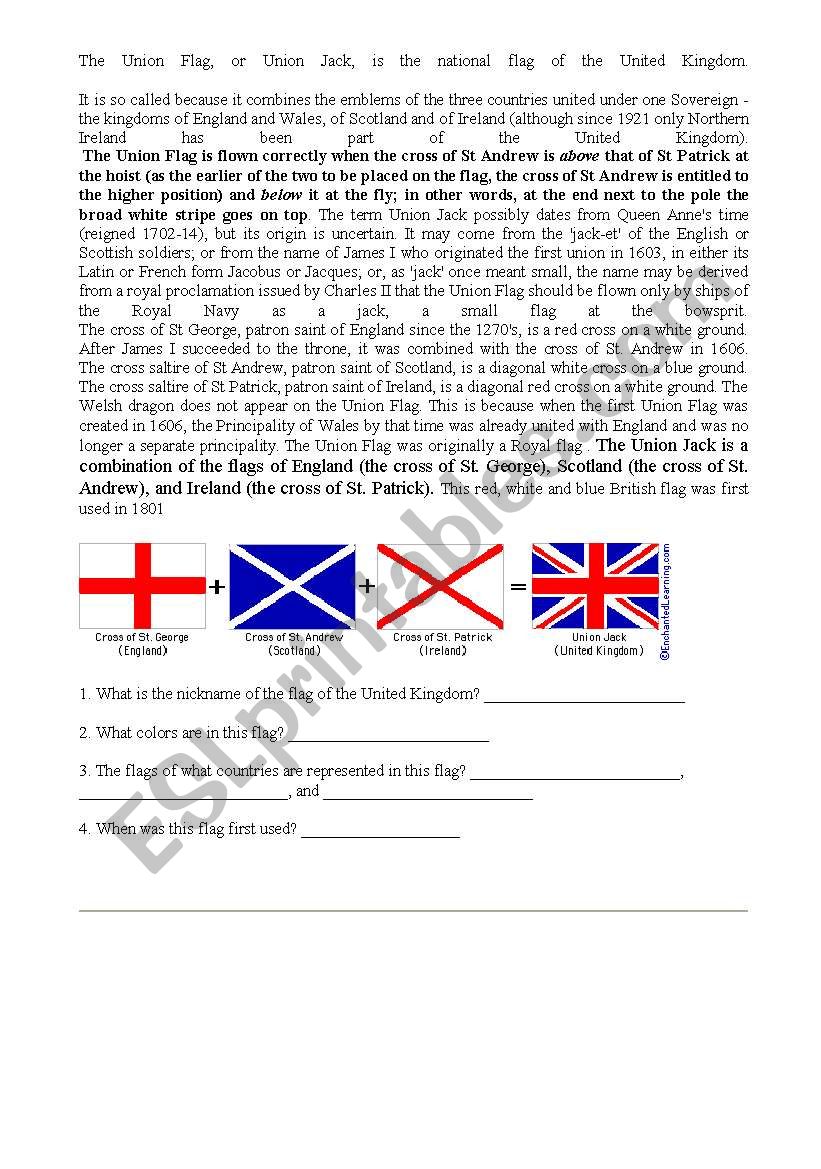 the union jack worksheet