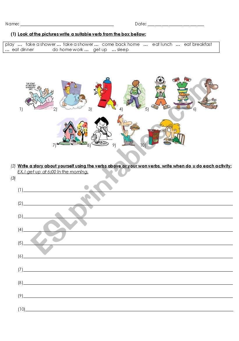 what do you do everyday?  worksheet